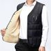 Men's Fleece Vest Winter Warm Padded Sleeveless Jacket For Middle-Aged & Elderly, Plus Size, Classic Solid Color, Lightweight & Comfortable_viptrois.com