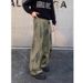 Men's Clothing Loose Pleated Patchwork Distressed Workwear Jeans Casual Wide Leg Silhouette Scimitar Pants_viptrois.com