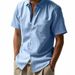 Men's Hawaiian Style Linen Shirt - Breathable Loose Fit Short Sleeve With Henry Collar (Casual Summer Wear)_viptrois.com