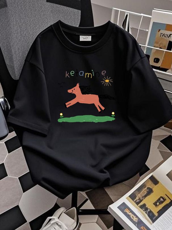 Ketamine Meme T Shirt Horse Sarcastic Dank Rave Festival DnB EDM Dubstep Tee Casual Top For Everyday Wear Fashion Comfortable Unisex Breathable_viptrois.com