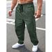 Men's Cargo Jogger Pants - Oversized Workwear Trousers With Drawstring Waist & Multi-Pockets, Polyester Casual Streetwear_viptrois.com
