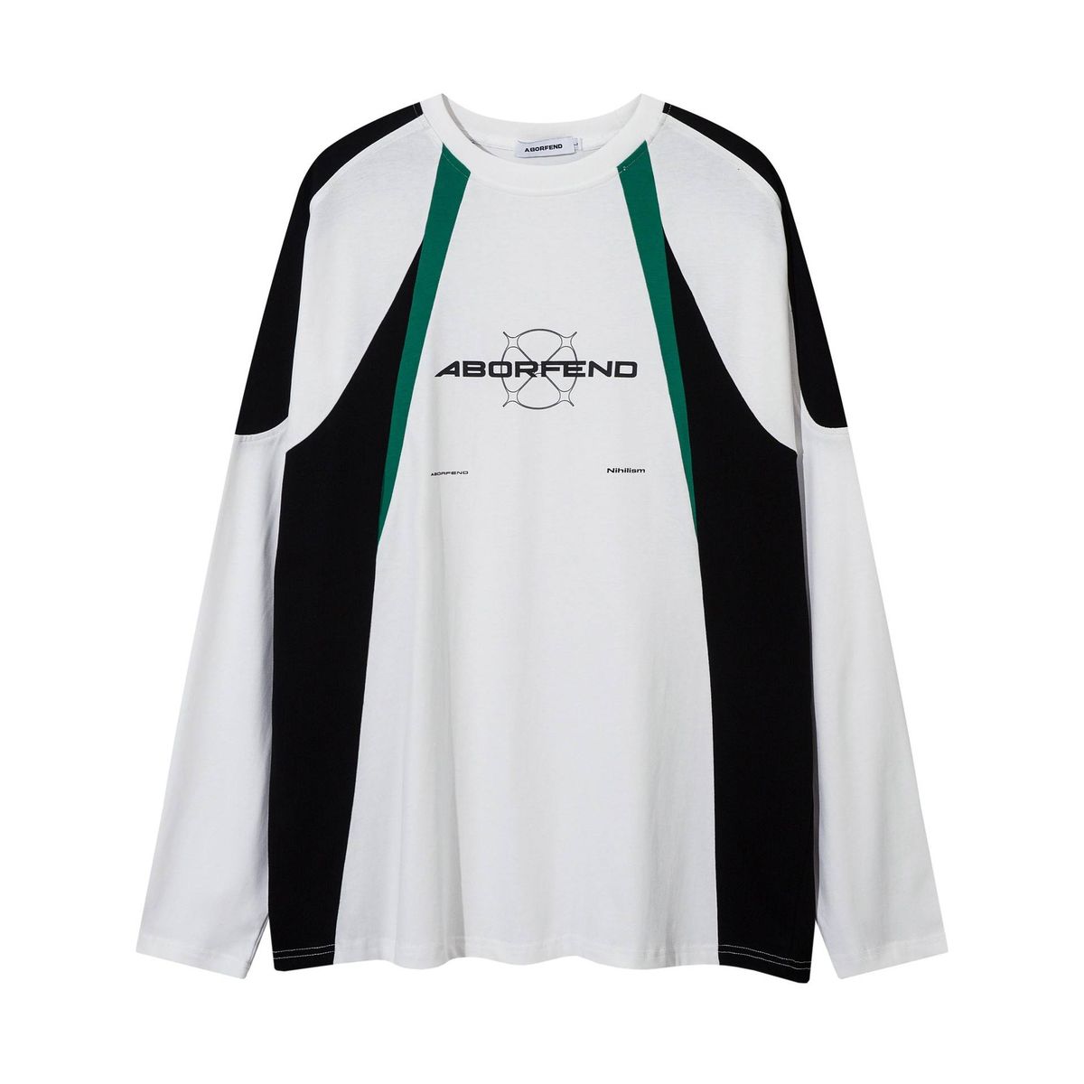 Men's Clothing Contrast Color Stitching Letter Printing Round Neck Long Sleeve T Shirt Casual Loose Top Autumn And Winter Trend_viptrois.com