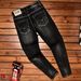 Men's Clothing High End Jeans Autumn And Winter Casual Embroidery Fashion Elastic Slim Straight Trousers_viptrois.com