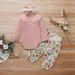 Kids' Clothing Round Neck Ruffle Tights And Bow Floral Pants_viptrois.com