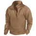 2025 Fashion Outerwear Men's Stand Collar Half Zipper Pure Color Long Sleeve Casual Sport Slim Sweatshirts_viptrois.com