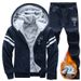 Men's Fleece-Lined Winter Set | Hooded Sweatshirt & Joggers | Thermal Polyester | Streetwear Essentials (Gray/Black/Navy Blue)_viptrois.com