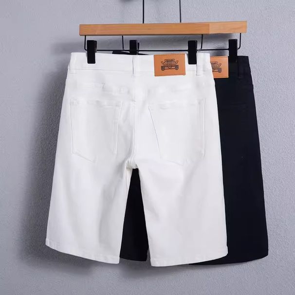 2025 Denim Shorts For Men, Summer Thin Loose Straight Slim Korean Style Casual Stretch Five-Point Mid-Length Shorts,_viptrois.com