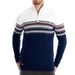 Men's Half-Zip Cotton Sweater - Slim Fit, Stand Collar, Color-Blocked Knit, High Elasticity (Navy/Khaki/Gray/White/Denim Blue)_viptrois.com