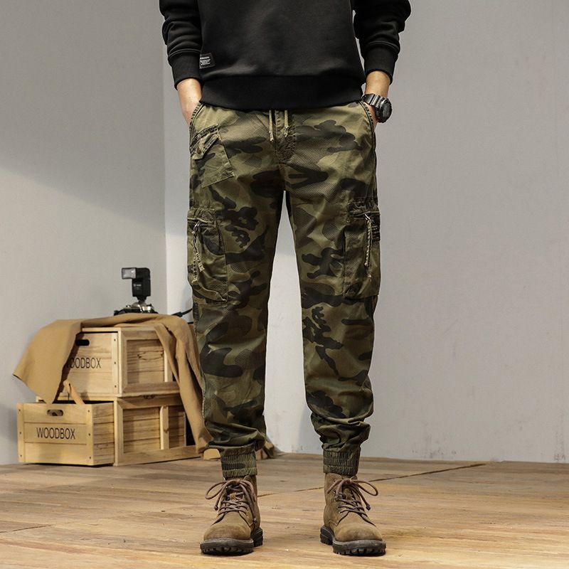 Men's Camouflage Cargo Pants Summer Trendy Loose Fit Jogger Mid Waist Long Casual Pants With Functional Pockets High Street Style_viptrois.com