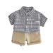 Male Baby 2025 New Cute Casual Thin Summer Checkered Small Label Shirt Short Sleeve Set_viptrois.com