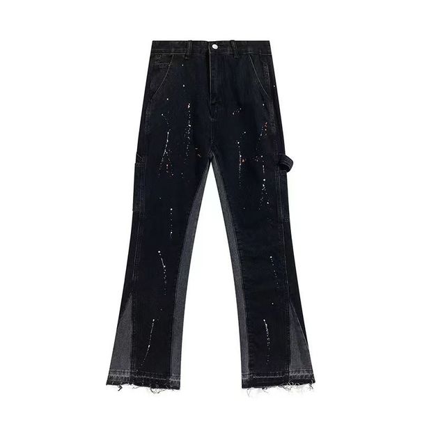 Man's Clothing High Street Gallerydept Splash-ink Flared Jeans Men's And Women's Ins Loose Straight Leg Pants_viptrois.com