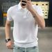 Men's Clothing New Summer Personality Solid Color Simple Sweater Half Sleeve_viptrois.com