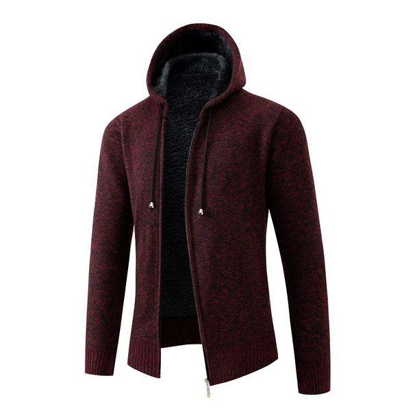 Loom Cross-Border Winter Hooded Foreign Trade Simple Long-Sleeve Knitted Sweater Jacket European And American Youth_viptrois.com