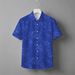 Summer Ice Silk Dark Pattern Printed Short Sleeve For Men, Business Casual Turn-down Collar Non-Iron Thin Shirt In Royal_viptrois.com