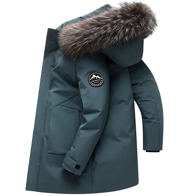 Down Mid-length 2022 New Hooded Large Fur Collar Fashionable Winter Thickened Men's Jacket Trendy Men_viptrois.com