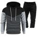 Men's Clothing Men's Color Matching Hooded Pullover Sports Casual Sweater Suit Winter Plus Velvet To Keep Warm_viptrois.com