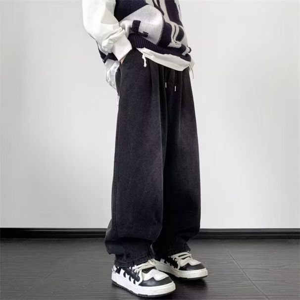 Men's Clothing Jeans Men's Loose Vintage Straight Leg Wide Leg Pants Trendy High Street Daddy Pants_viptrois.com