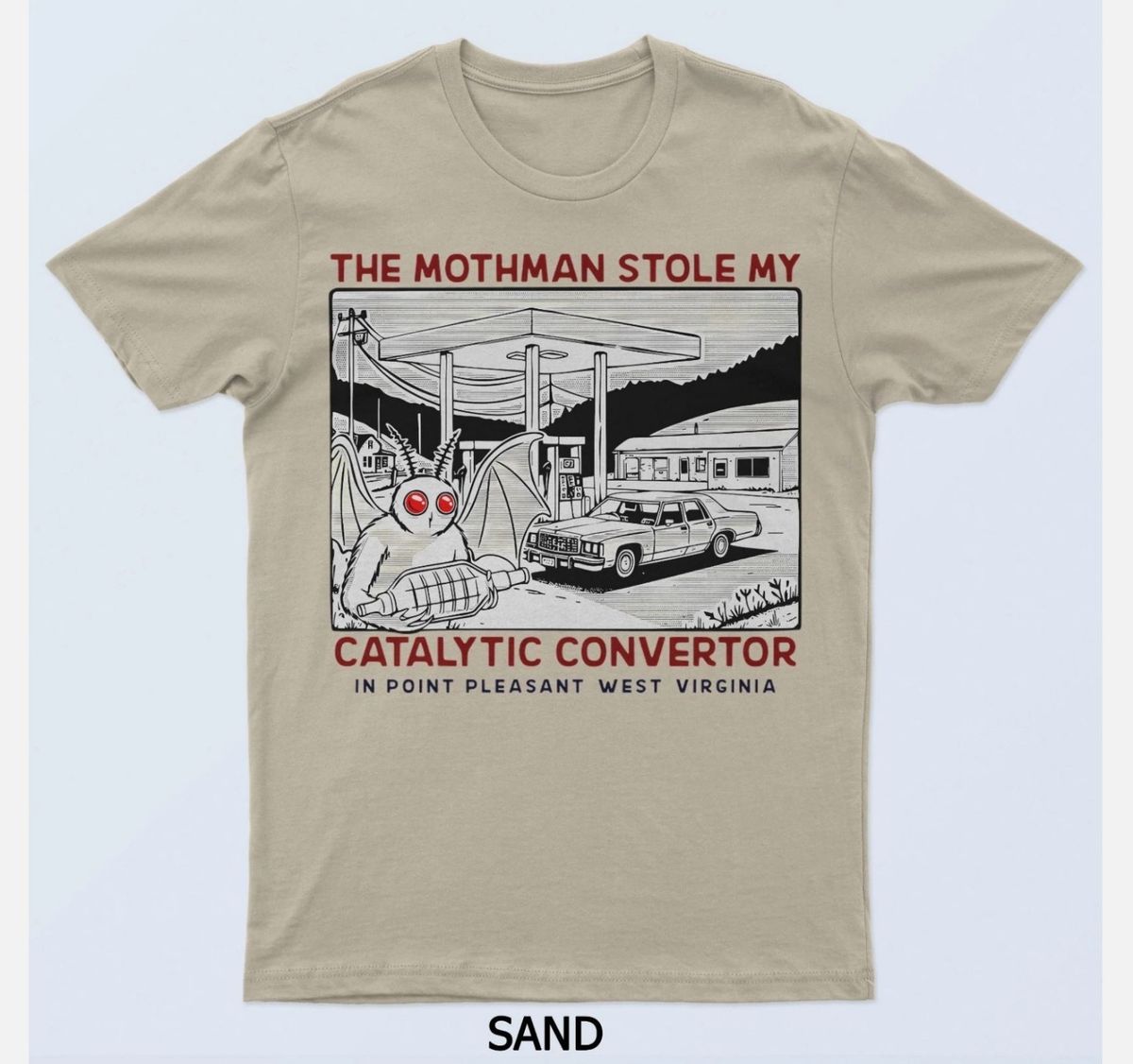 The Mothman Stole My Catalytic Converter T-Shirt Mens Womens Tees Top_viptrois.com