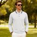 Men's Breathable Jacquard Polo Shirt - Loose Fit Long Sleeve Casual Top For Golf & Everyday Wear_viptrois.com