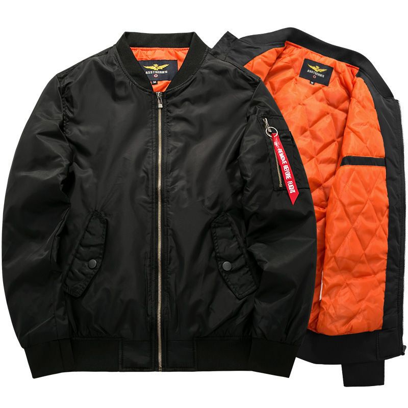 MA1 Bomber Jacket For Big & Tall Men – Military Aviation-Inspired Cotton Blend Jacket (Black/Red/Army Green/Dark Blue, S-8XL_viptrois.com