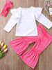Kid's Clothing Hot Children's Clothing Children's Flying Sleeve Top Velvet Bell Bottom Pants With Head Flower_viptrois.com
