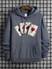 Men's Autumn And Winter Casual Fashion Loose Hooded Sweatshirt Playing Card Ace Graphic Print Warm Long Sleeved Pullover_viptrois.com
