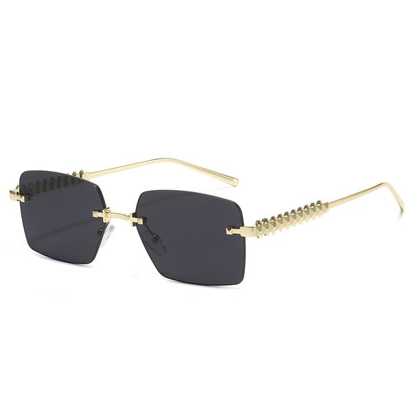 New Metal Frameless Square Men's And Women's UV Protection Sunglasses Cross-border Trend Summer Sunglasses Premium Sunglasses_viptrois.com
