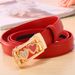 Genuine Leather Belt Casual Korean Style All Match Ladies Automatic Buckle Love Buckle Belt Women's Belt Pure Cowhide Candy Color_viptrois.com