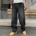 Vintage Washed Straight Leg Loose Fit Jeans | High Street Wide Trousers For Men Casual Style Effortless Versatility_viptrois.com