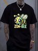 Zom-Bee Adorably Creepy Zombie Bee Cartoon Halloween T-Shirt Breathable Graphic Unisex Casual Comfortable Female Designer Clothes Soft Top For Everyday Wear T-Shirt For Women Casual Women Versatile Women Top Graphic Tees Streetwear Stylish Summer_viptrois.com