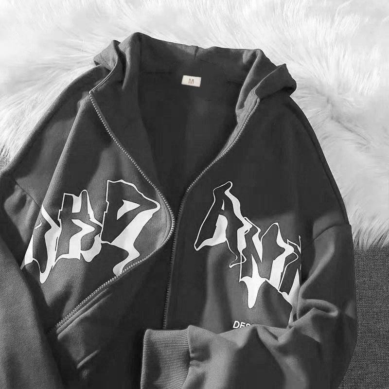 Men's Clothing Letter Print Hoodie Cardigan Zipper Sweater Casual Jacket_viptrois.com
