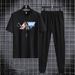 Men's Clothing Short Sleeved Trousers Suit Men's New Style Youth Men's Sports Leisure Round Neck Trendy Printed Two Piece Suit_viptrois.com