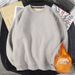 Men’s Fleece Crew Neck Sweatshirt – Thickened Winter Pullover, Plus Size (Black/Greyish, M-5XL)_viptrois.com