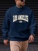 Men's Loose Casual Fashion Los Angeles Letter Pattern Printed Round Neck Long Sleeved Sportswear For Autumn And Winter_viptrois.com