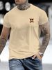 100% Pure Cotton Men's Summer Fashionable Short Sleeved Teddy Bear Pattern Printed Casual Slim Fit Versatile Top_viptrois.com