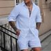 Men's Casual Loose Short Sleeved Shirt Shorts Men's Summer Suit_viptrois.com
