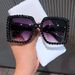 Internet Celebrity Hot Girl Sunglasses Cross Border Personalized Diamond Glasses Fashionable And Versatile Simple Square Frame Sunglasses For Women_viptrois.com
