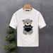 Little Bear Embroidered Short Sleeved For Youth Handsome Round Neck T-shirt 2025 Summer New Men's Cartoon Half Sleeves_viptrois.com