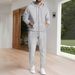 Men's Clothing Spring And Autumn Sports Leisure Waffle Hooded Long Sleeved Sweatshirt Suit_viptrois.com