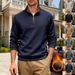 Men's Winter Quarter-Zip Fleece Sweatshirt With Stand Collar, Casual & Business Loungewear, Long Sleeve Pullover (Army Green, Black)_viptrois.com
