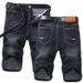 Thin Men's Straight Leg Jeans Shorts Elastic Slim Fit Summer Youth Mid-Length Pants_viptrois.com