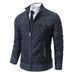 Men's Clothing Casual Stand Collar Sweater Coat Men's Winter Casual Stand Collar Sweater Jacket With Fleece Lining Diamond Grid Knit Cardigan_viptrois.com