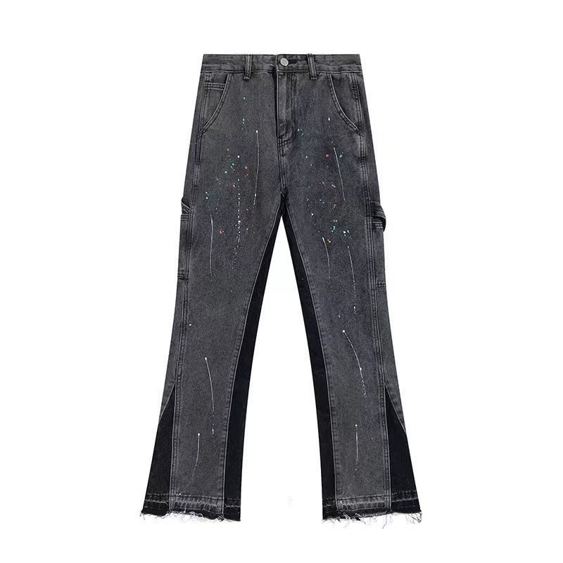 Man's Clothing High Street Gallerydept Splash-ink Flared Jeans Men's And Women's Ins Loose Straight Leg Pants_viptrois.com