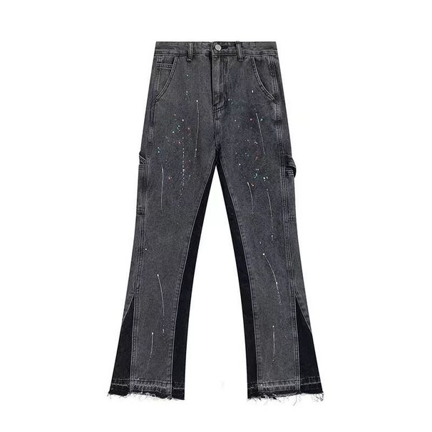 Man's Clothing High Street Gallerydept Splash-ink Flared Jeans Men's And Women's Ins Loose Straight Leg Pants_viptrois.com