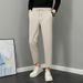 Men's Quick Drying Straight Leg Trousers Summer Casual Thin Ice Silk Cropped Dress Trousers for Spring And Autumn Style_viptrois.com