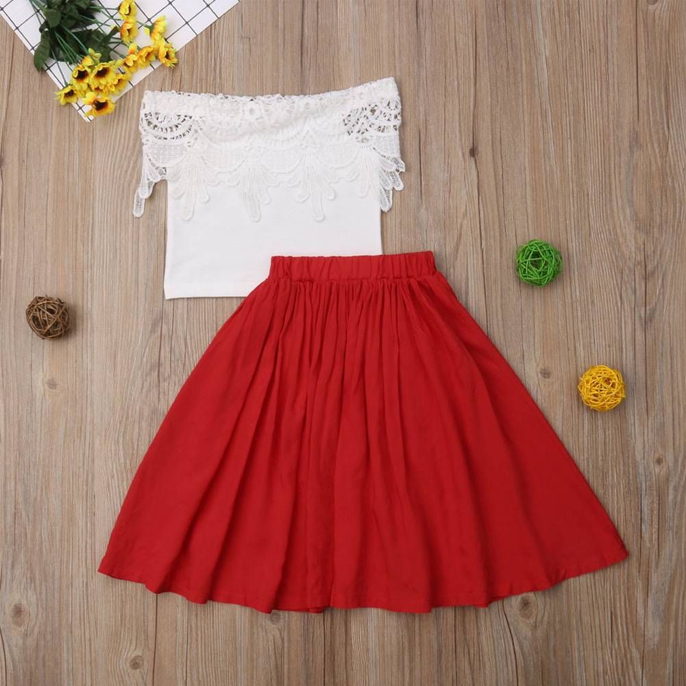 Kid's Clothing Overseas Popular Children's Clothing Children's Lace One Shoulder Collar + Long Skirt_viptrois.com