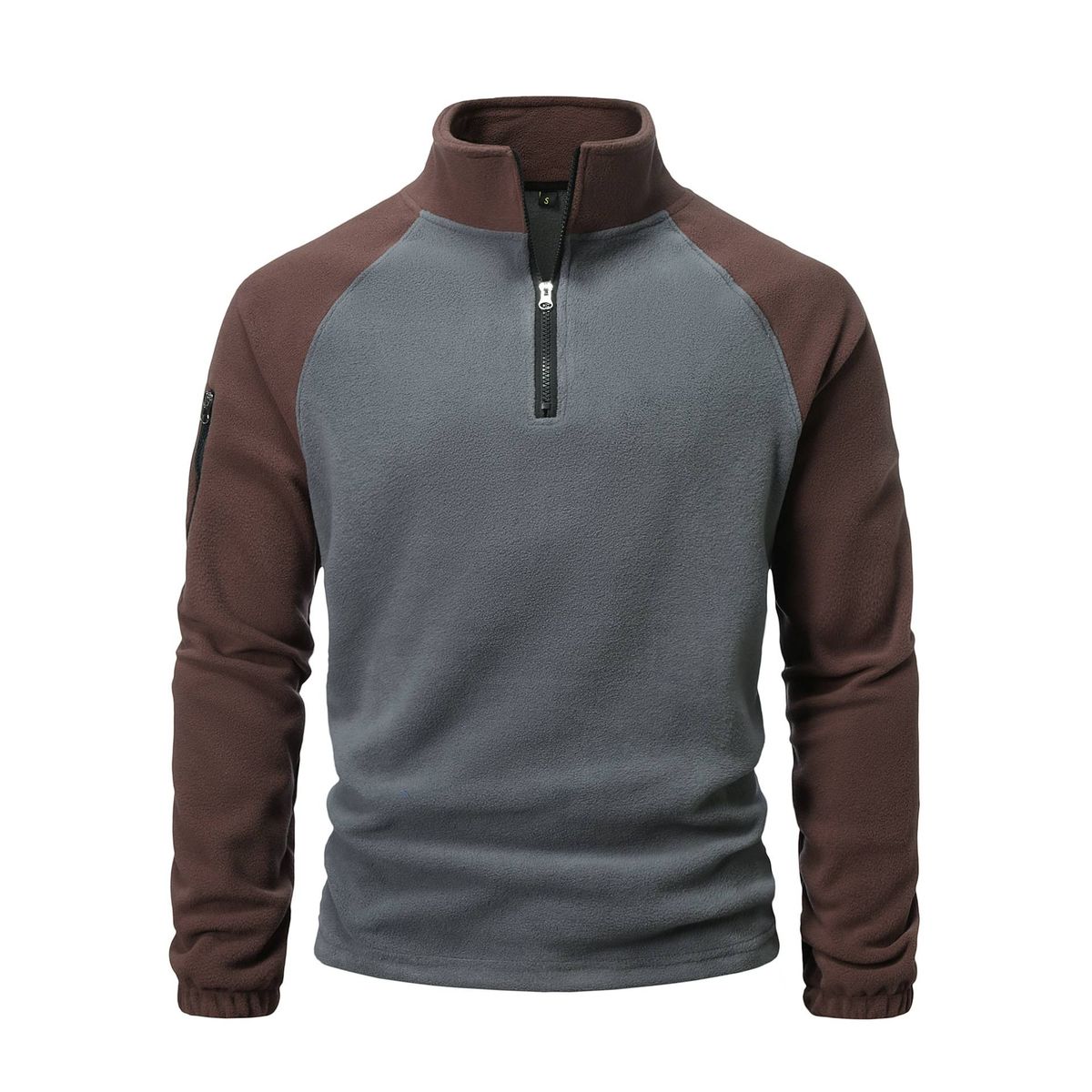 Tactical Fleece Jacket, Men's Fleece Hoodie, Autumn And Winter Color-blocked Fleece Pullover, Stand-up Collar Coat_viptrois.com