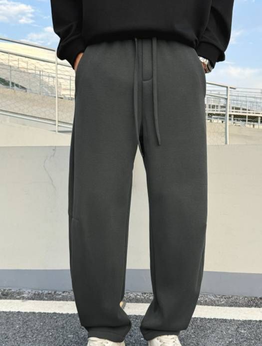 Men's Clothing Mid Rise Casual Trousers, Loose Fitting Casual Trousers For Men, Autumn/winter 2025, Wide Leg Fleece Lined Long Trousers, Trendy._viptrois.com