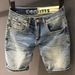 Men's Heavyweight Denim Shorts Trendy Brand High Quality Classic Style Slim Fit Straight Leg Summer Five Point Pants_viptrois.com