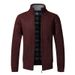 Men's Fleece-Lined Knit Cardigan With Stand Collar - Slim Fit Winter Sweater For Casual & Business Wear (Available In 7 Colors & 6 Sizes)_viptrois.com
